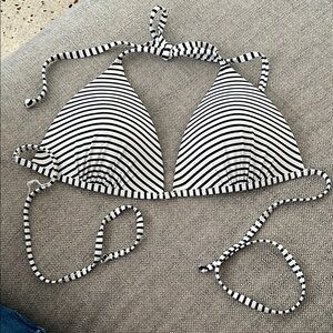 H&M Black and White padded striped Bikini Top.